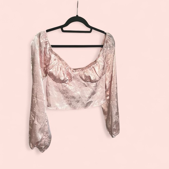 Pink Satin Cropped Blouse - Picture 3 of 7